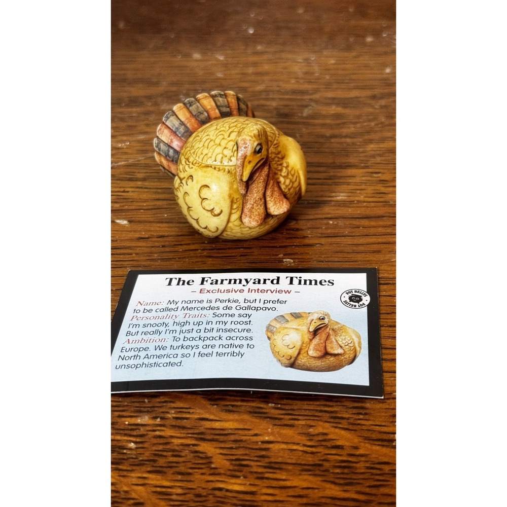 Pot Bellys Perkie Turkey Trinket Box Figurine w Box Card Harmony Ball